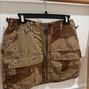 Camouflage Mini Skirt with Front Zipper